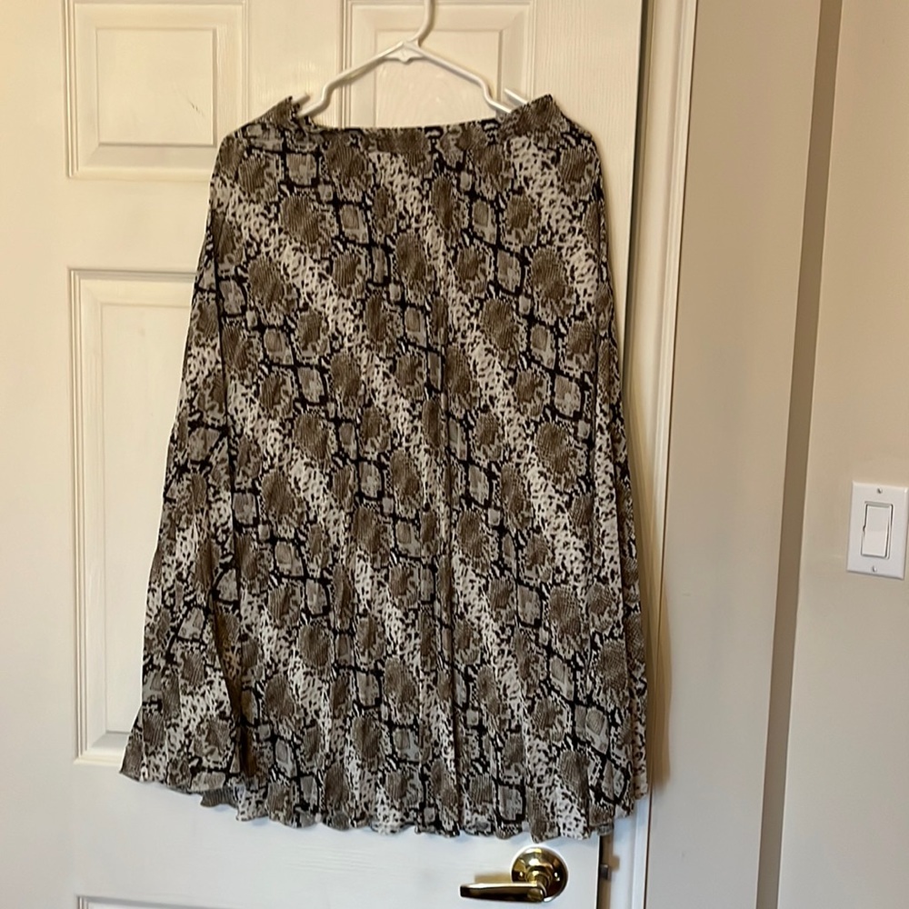 Pleated Snakeskin Skirt